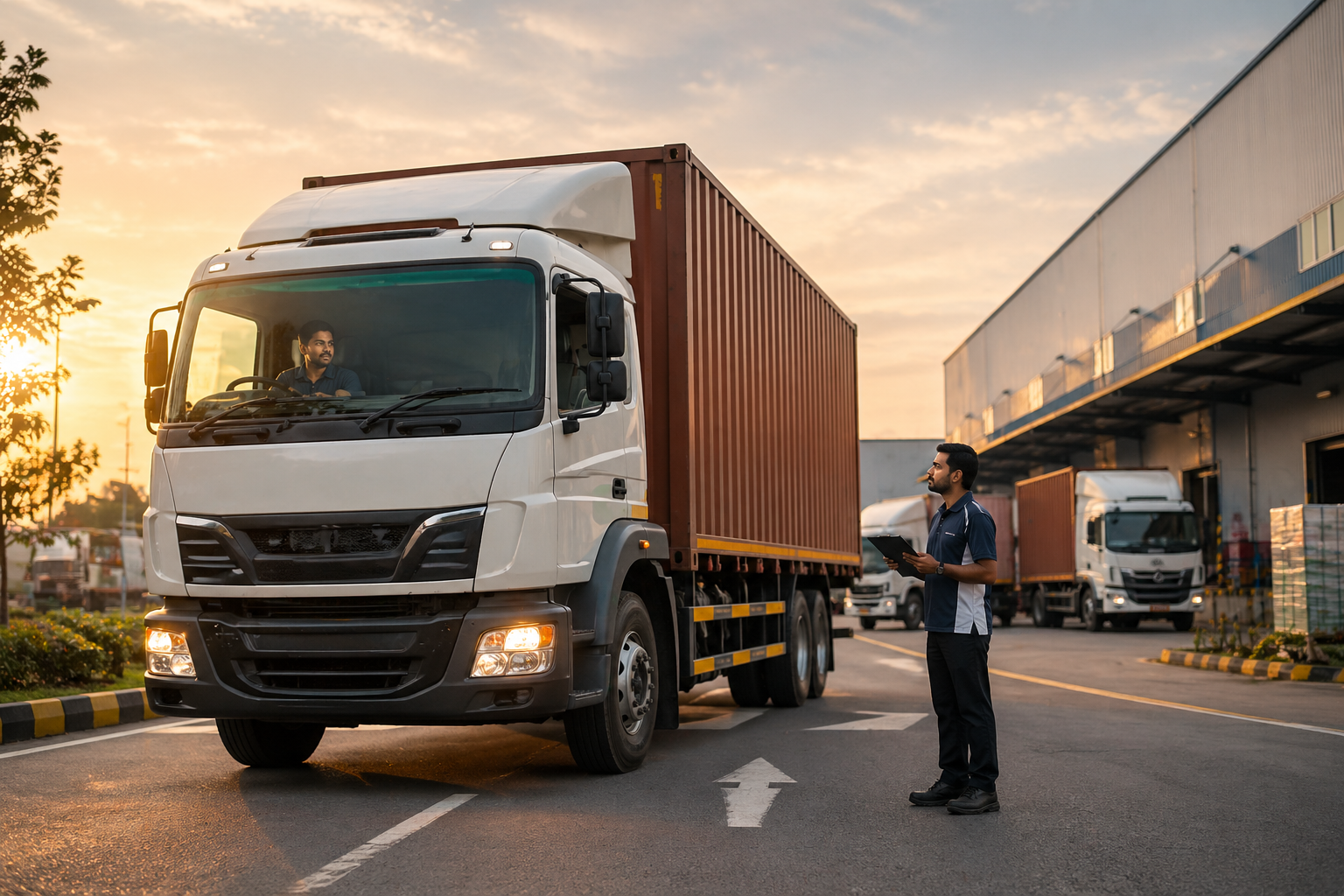 Logistics truck in motion